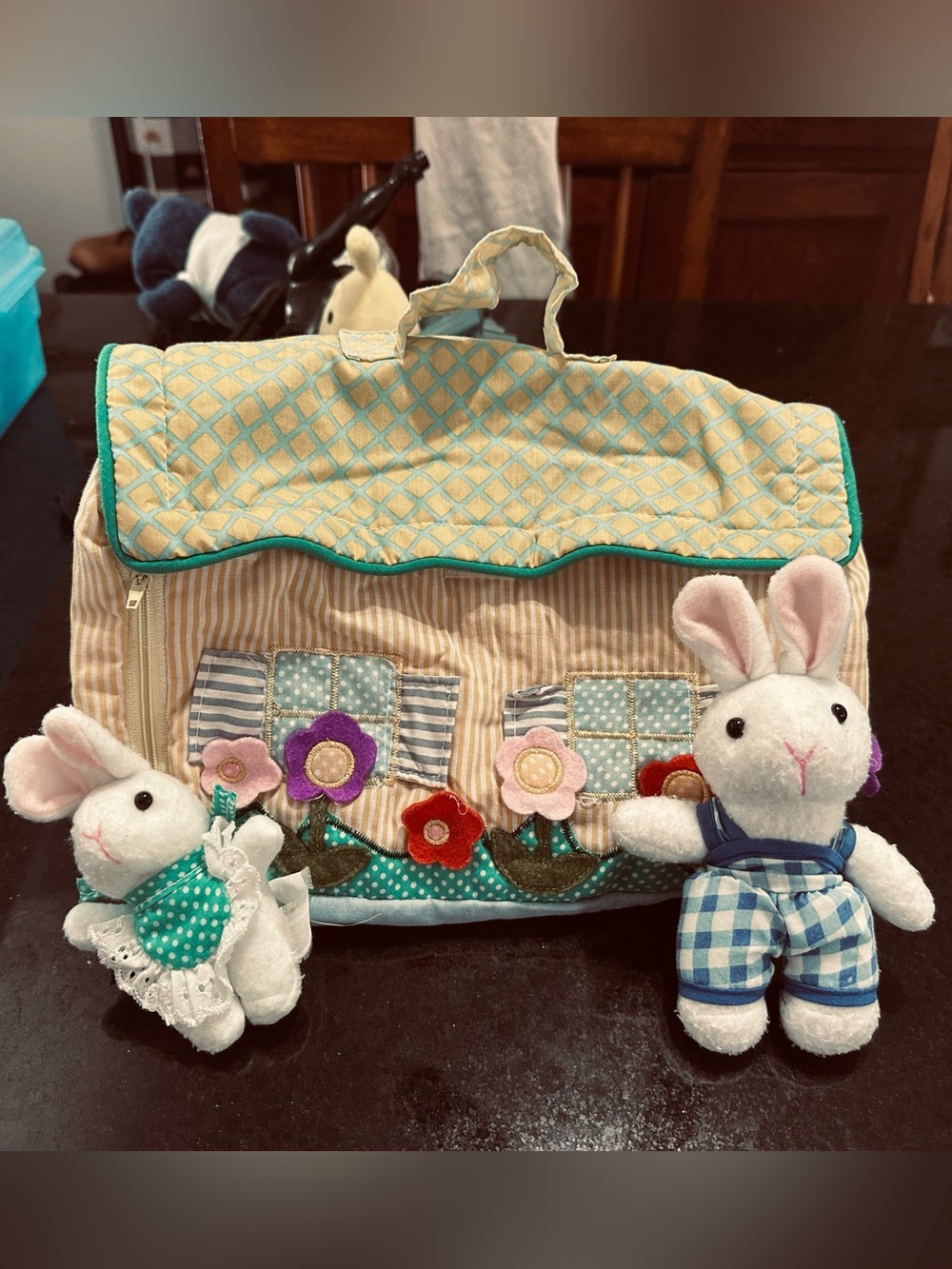 Plush pack and play bunny house